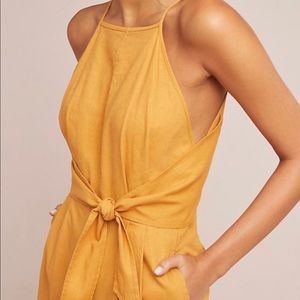 Anthropologie Tied Linen Jumpsuit